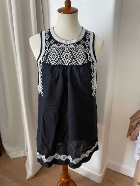 Lucky Brand Black & White Embroidered Sleeveless Girls' Dress
